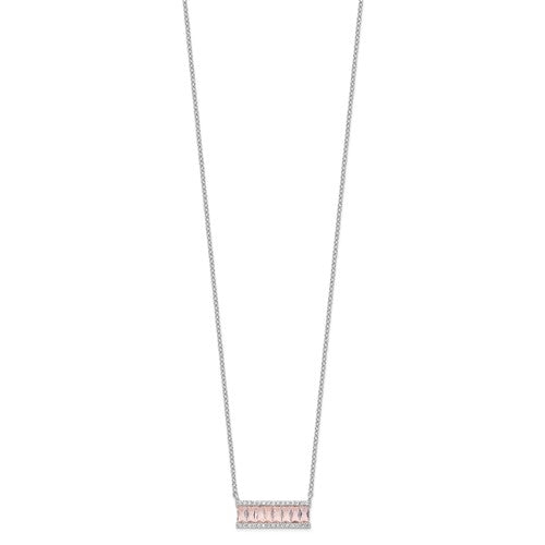 Diamond Essence morganite Necklace, 2  Cts.T.W. in Platinum Plated Sterling Silver.
Length-18"