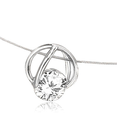 Platinum Plated Sterling Silver Slide Pendant with classic Round Brilliant Diamond Essence. 1.25 Cts.T.W.
Free Silver Chain Included.