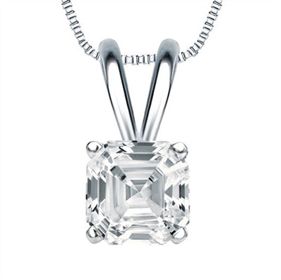 Asscher cut Diamond pendant Sterling Silver
