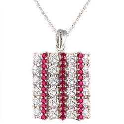 Sterling silver Pendant with ruby and white diamond