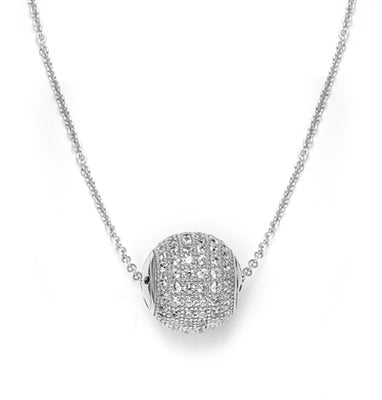 Diamond Essence Round Stone Pendant with 18" Chain in Platinum Plated Sterling Silver.