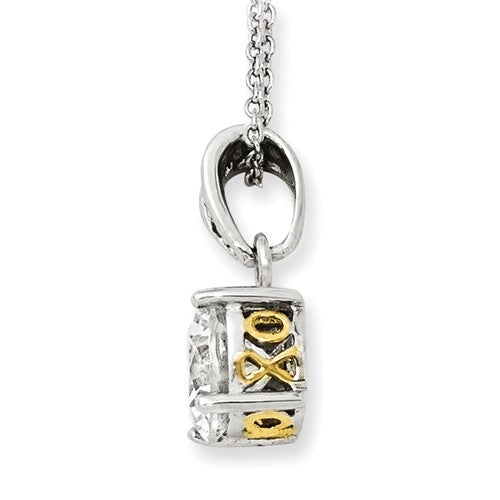 Diamond Essence 2.0 carat round brilliant stone set in prong setting of Platinum Plated Sterling Silver. Chain included.