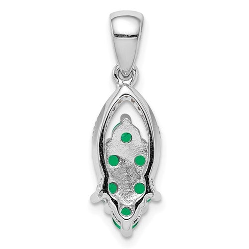 A glittering prong-set pendant for women with faux round brilliant Diamonds by Diamond Essence set in platinum plated sterling silver. 0.80 Cts.t.w.