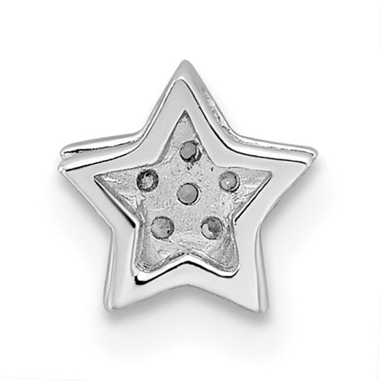 Prong and Pave Set Star Pendant With Round Brilliant Melee in Platinum Plated Sterling Silver