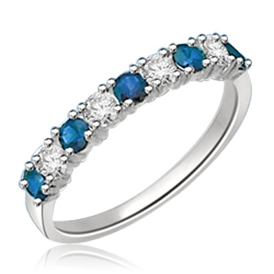 Platinum Plated Sterling Silver Ring with round Sapphire  stones