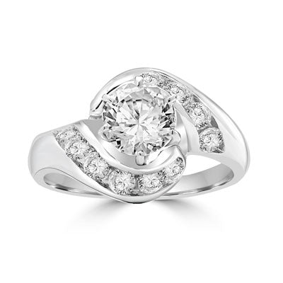 Ring  channel set round diamond in swirl design