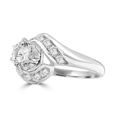 Ring  channel set round diamond in swirl design