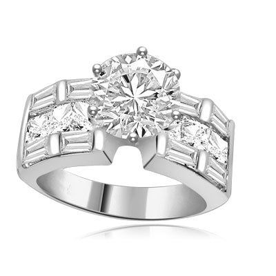 Princess cut gems,baguettes in sterling silver ring