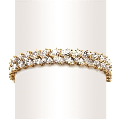 7" long Diamond Essence Designer Bracelet with 32.0 Cts. Marquise Essence set in 14K Gold Vermeil.