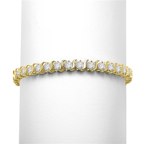 7.5ct S -curve tennis bracelet in 14K Gold  Vermeil