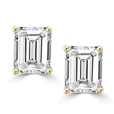 1 ct Emerald Studs earrings in gold vermeil