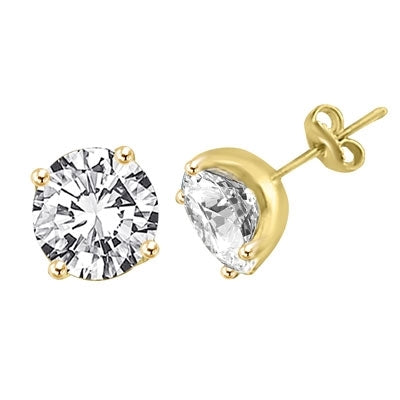 Gold vermeil round brilliant studs earrings