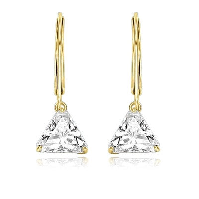 Diamond Essence Brilliant Trilliant Cut 1 Ct each, for a 2 Cts. T.W. Lever Back Earrings set in 14k Gold Vermeil. Mesmerizing beauty for all occasions.