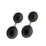 Black Agate Earring by Diamond Essence set in Vermeil