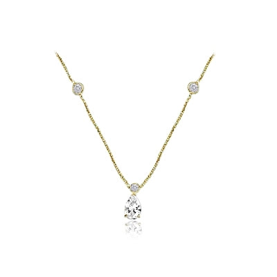 3ct pear cut diamond with bezel-set in Vermeil