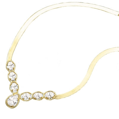 Classic combination of Diamond Essence Oval cut and Pear cut stones set in 14K Gold Vermeil. Necklace suitable for  any occasion.