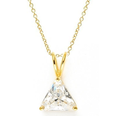 Diamond Essence  Pendant with 3.0 ct Triangle stone in Gold Vermeil.