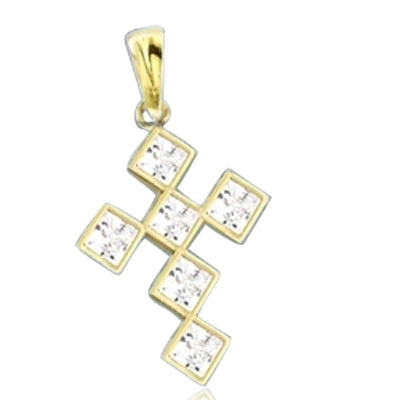 Vermeil bezel setting,princess cut cross pendant
