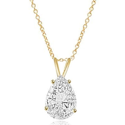 1 ct pear cut Diamond stone in Gold Vermeil pendant