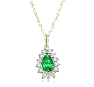 Designer Pendant with 4 Ct. Pear  Essence Center enhanced by round and marquise stones forminmg 5.20 Cts. T.W. in Gold Vermeil. (Available in 14K Solid Gold, #GPD2603).