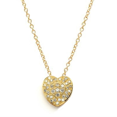 Beautiful Heart Pendant with the outer ring of heart encircling the micro pave set bulge heart. Truly lovable..2 Cts. T.W. in 14K Gold Vermeil.