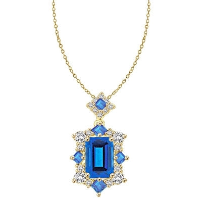 emerald cut aquamarine stone pendant in Gold Vermeil