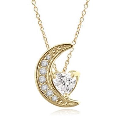 Moon is yours-set in a perfect harmony this pendant with 1 carat heart essence and round brilliant masterpieces in Gold Vermeil. 1.20 cts.t.w.