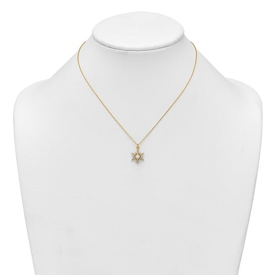 Opal and diamond star gold-plated silver pendant