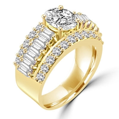 Virgo - Cool Cocktail Ring with large masterpieces enhanced by smaller accent baguettes and round accents, 4.5 Cts. T.W, in Gold Vermeil.