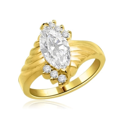 Blue Moon - A must have Ring, 2.30 Cts. T.w, with 2 Carat Marquise Cut Sapphire Essence Center Stone and 0.30 Diamond Essence Accents, in Gold Vermeil.
