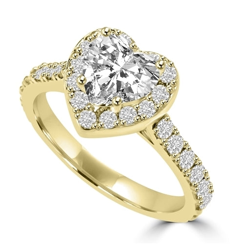 Diamond Essence 1 Ct. Heart In Four Prongs And Surrounded By Melee, 2.50 Cts.T.W. In 14K Gold Vermeil.