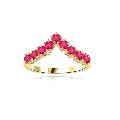 Stacking Rings-V-shaped Ruby rings in vermeil