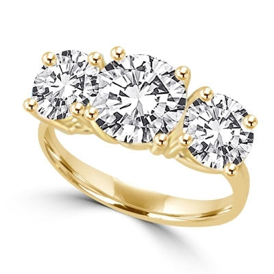 Gold Vermeil Ring3 stone,2 ct center,1 ct on sides