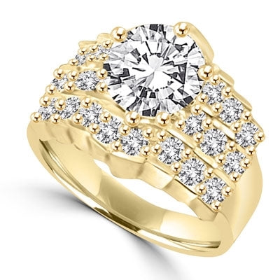 3.40 dia ct round stone & small stones in gold vermeil ring