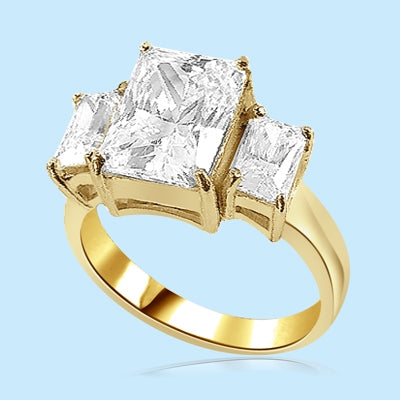 radiant emerald-cut diamond magnified in vermeil