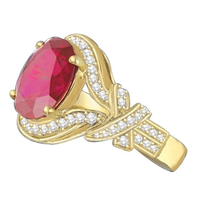 sterling silver ring with ruby and melees