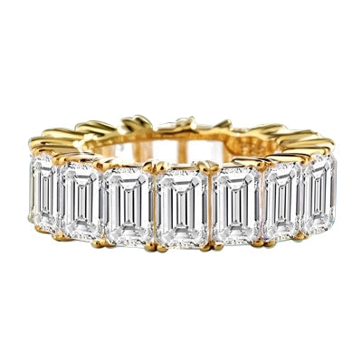 Diamond Essence Bestselling eternity band with all-round sparkle of emerald cut brilliant stones. 9 Cts. T.W. set in 14K Gold Vermeil.