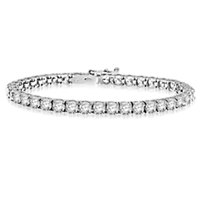 White gold -7" round brilliant stone bracelet