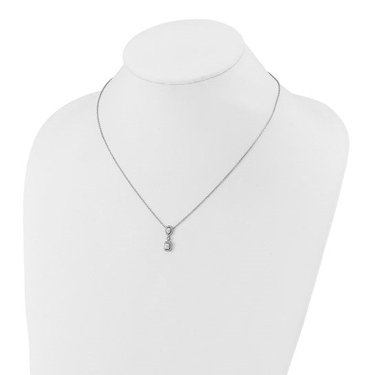 Prong Set Halo Necklace with Diamond Essence Brilliant stones in 14K White Gold