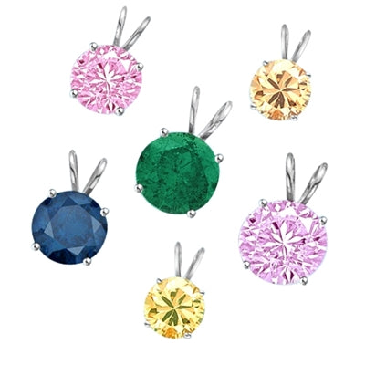 3ct different color stone pendants White Gold