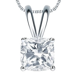 Cushion Cut Diamond pendant White Gold