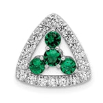 Emerald and lab-grown diamonds triangle pendant in 14K yellow gold by Diamond Essence