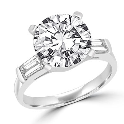 3.5 ct stone & baguettes in white gold ring