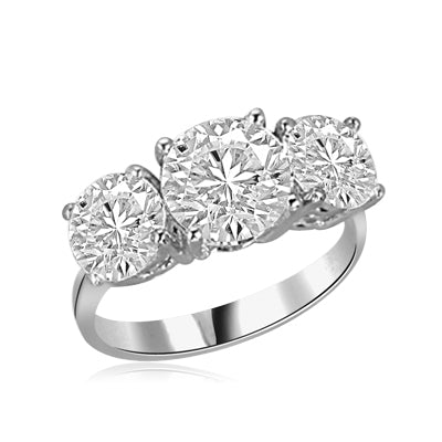 white gold Ring3 stone,2ct center,1 ct on sides