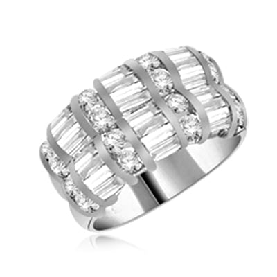 Ringround stones and baguettes set in 4 rows