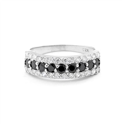 Ring  9 onyx diamond round stone white DE stones