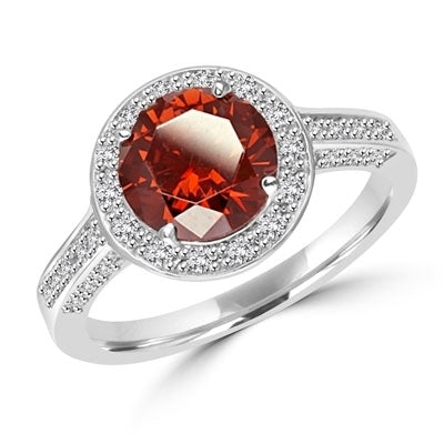 Diamond Essence Designer ring with 2.0 ct. Round Chocolate stone in center, surrounded by round stones, 2.5 cts. T.W. set in 14K Solid White Gold.