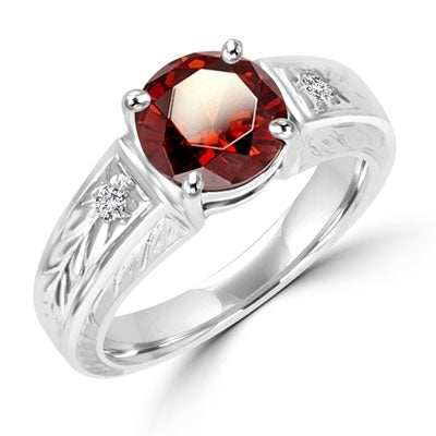 Diamond Essence Designer Ring with 2.0 ct. Chocolate stone in center with a round stone on each side the band. 2.10 cts. T.w. set in 14K Solid White Gold.