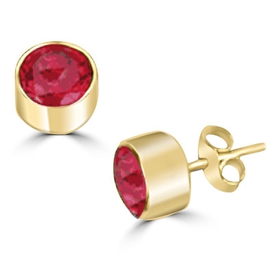 lovely  solid  Gold Stud Earrings 0.5 ct real Diamond and  Ruby