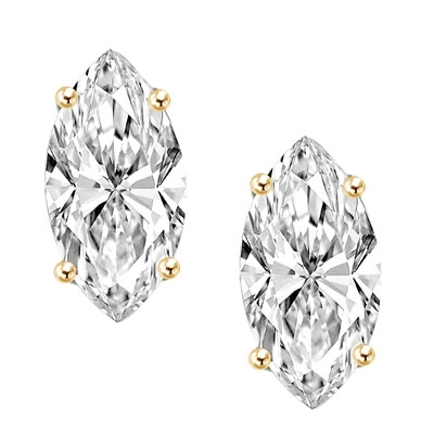 0.70 Carat Marquise /& Round Cut Diamond 14k Yellow Gold Over Women Stud Earrings